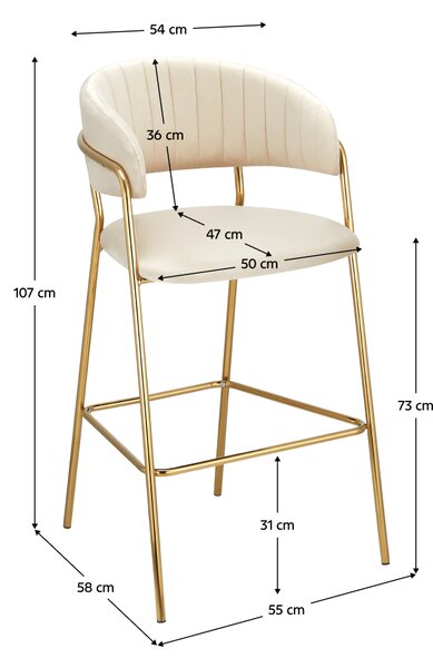 KONDELA Design bárszék, bézs Velvet szövet/gold króm arany, DASMIN TYP 2
