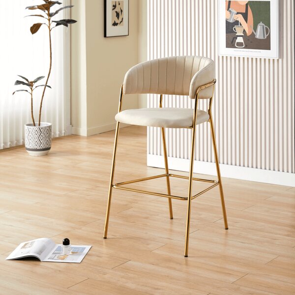 KONDELA Design bárszék, bézs Velvet szövet/gold króm arany, DASMIN TYP 2