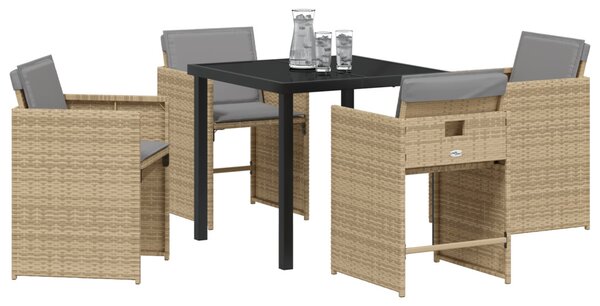 Kert étkező szett párnával 5 pcs Bézs polirattan