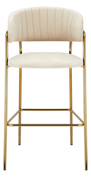 KONDELA Design bárszék, bézs Velvet szövet/gold króm arany, DASMIN TYP 2