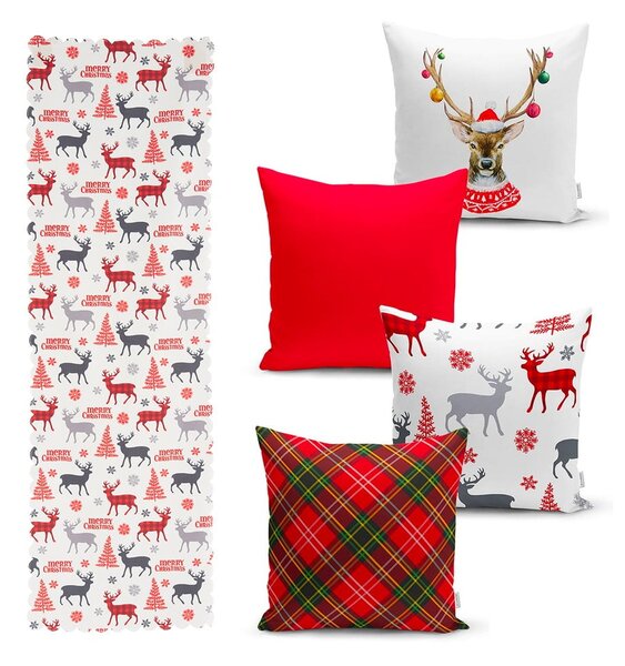 Christmas Ornamets 4 db karácsonyi párnahuzat és asztali futó szett - Minimalist Cushion Covers