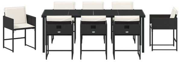 Kert étkező szett párnával 9 pcs Fekete polirattan