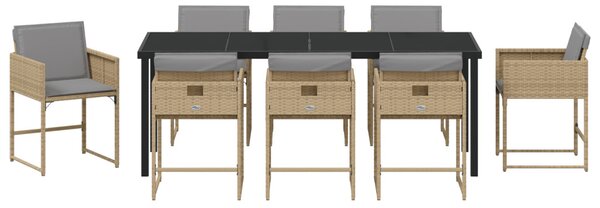 Kert étkező szett párnával 9 pcs Bézs polirattan