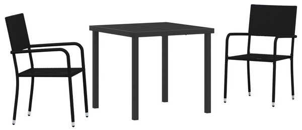 Kert étkező szett párnával 3 pcs Fekete polirattan