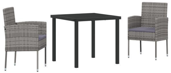 Kert étkező szett párnával 3 pcs Szürke polirattan