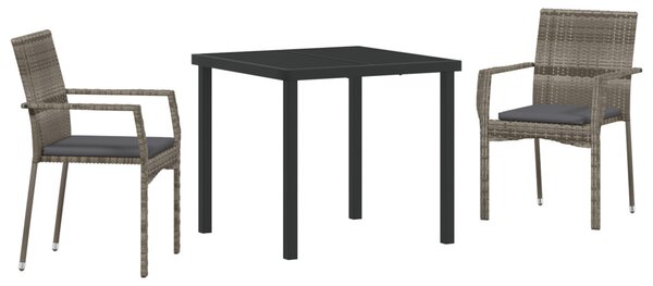 Kert étkező szett párnával 3 pcs Szürke polirattan