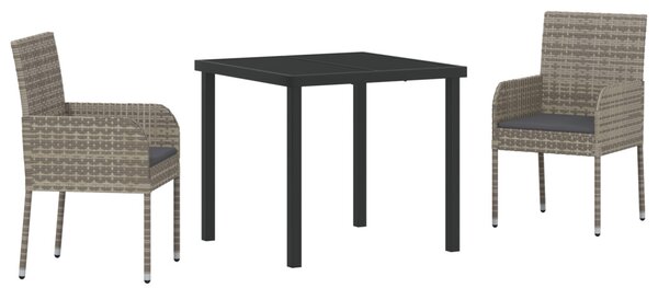 Kert étkező szett párnával 3 pcs Szürke polirattan