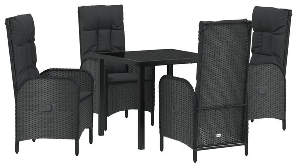 Kert étkező szett párnával 5 pcs Fekete polirattan