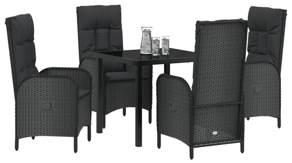 Kert étkező szett párnával 5 pcs Fekete polirattan