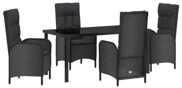 Kert étkező szett párnával 5 pcs Fekete polirattan