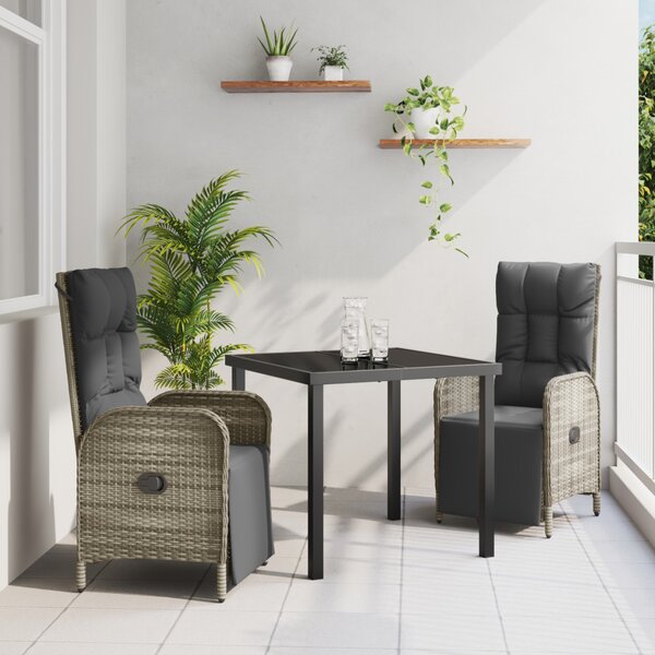 Kert étkező szett párnával 3 pcs Szürke polirattan