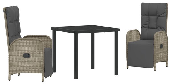 Kert étkező szett párnával 3 pcs Szürke polirattan