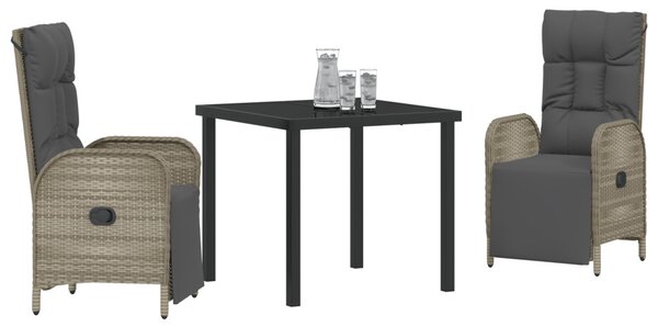 Kert étkező szett párnával 3 pcs Szürke polirattan