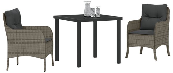 Kert étkező szett párnával 3 pcs Szürke polirattan