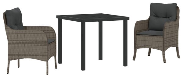 Kert étkező szett párnával 3 pcs Szürke polirattan