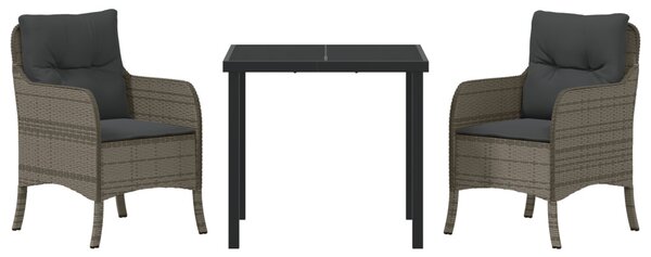 Kert étkező szett párnával 3 pcs Szürke polirattan