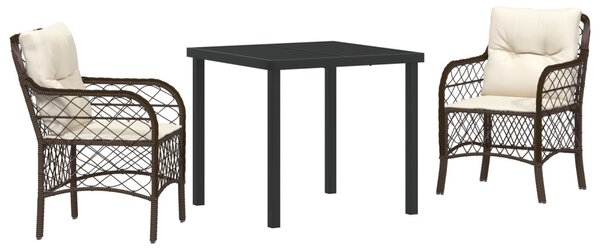 Kert étkező szett párnával 3 pcs Barna polirattan