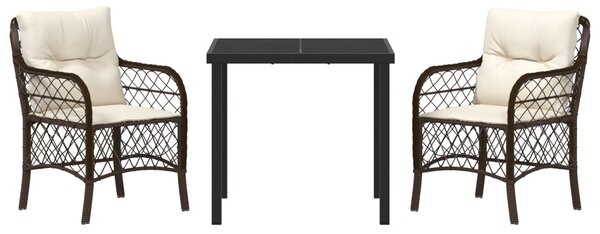 Kert étkező szett párnával 3 pcs Barna polirattan