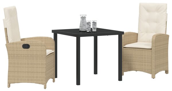 Kert étkező szett párnával 3 pcs Bézs polirattan