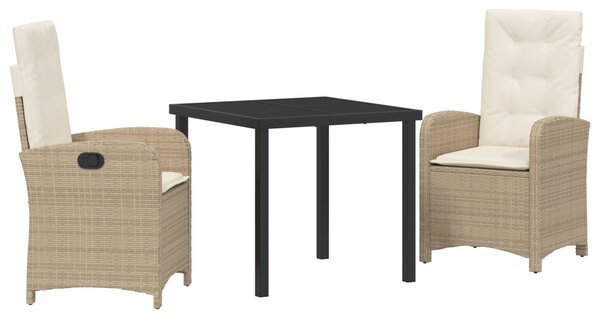 Kert étkező szett párnával 3 pcs Bézs polirattan