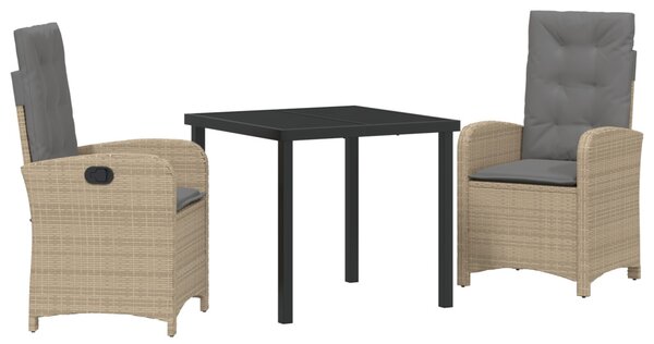 Kert étkező szett párnával 3 pcs Bézs polirattan