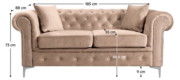 KONDELA Luxus 2-es ülés, világosbarna Velvet szövet, ROMANO