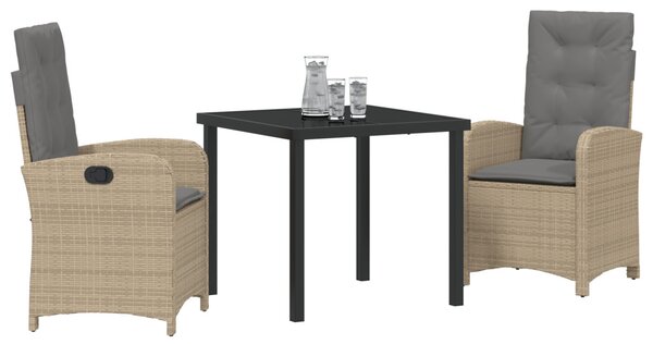Kert étkező szett párnával 3 pcs Bézs polirattan