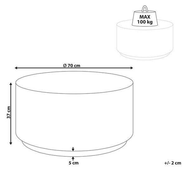 Dohányzóasztal ASIERIO 70 cm 70 cm Travertin hatású