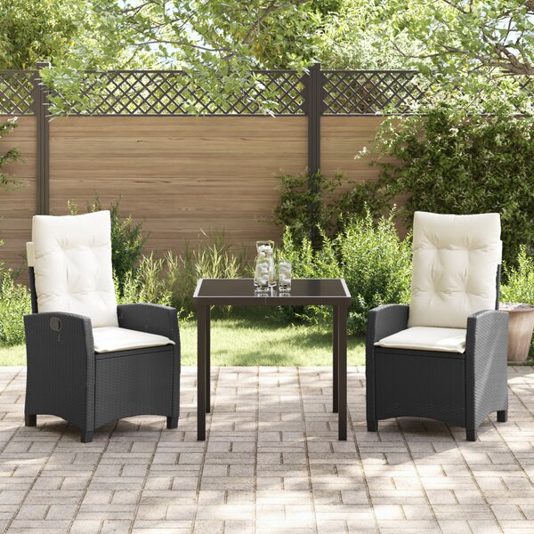 Kert étkező szett 3 db Fekete polirattan