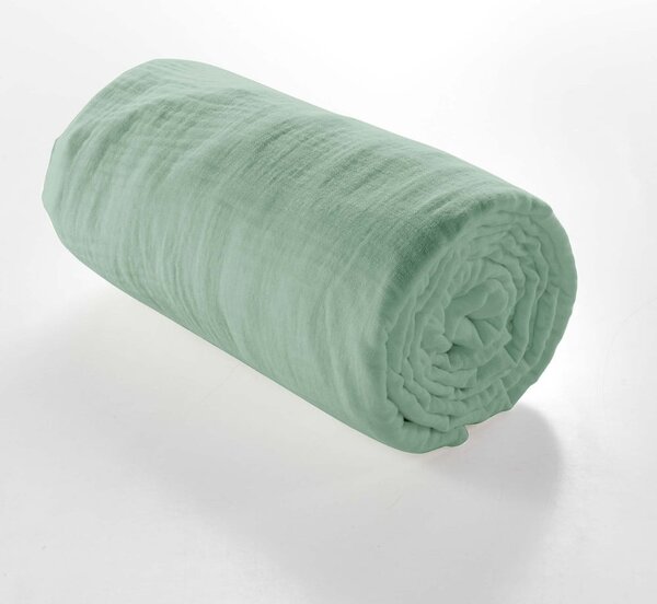 Világoszöld gumis muszlin lepedő 160x200 cm Angelia – douceur d'intérieur