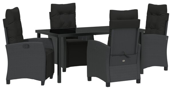 Kert étkező szett párnával 5 pcs Fekete polirattan
