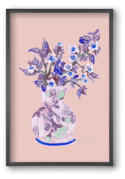 Apple Blossom In Vase- coral - falikép keretben | artbridge