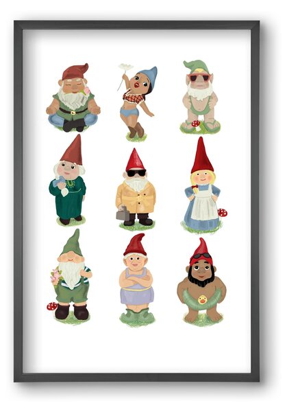 Garden gnomes - falikép keretben | artbridge