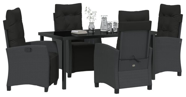 Kert étkező szett párnával 5 pcs Fekete polirattan