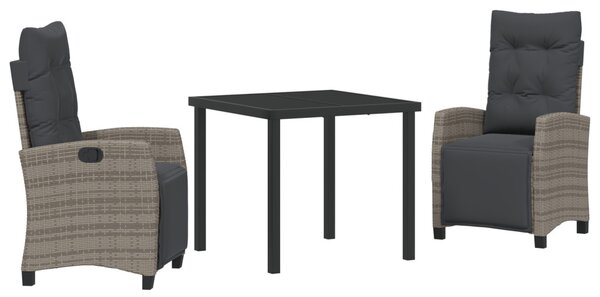 Kert étkező szett párnával 3 pcs Szürke polirattan