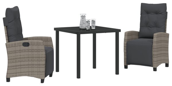 Kert étkező szett párnával 3 pcs Szürke polirattan