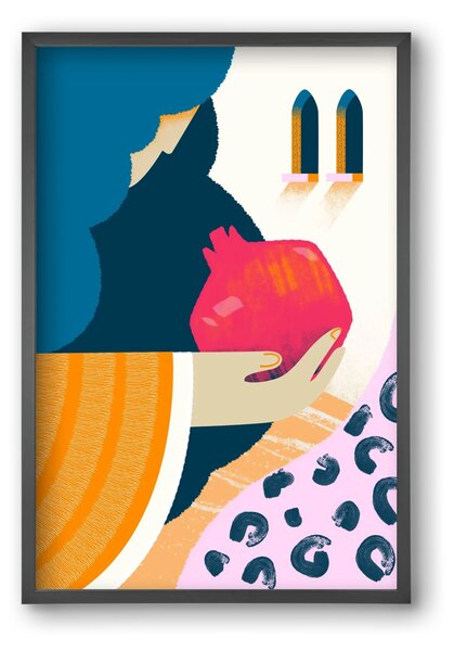 Lady with pomegranate - falikép keretben | artbridge