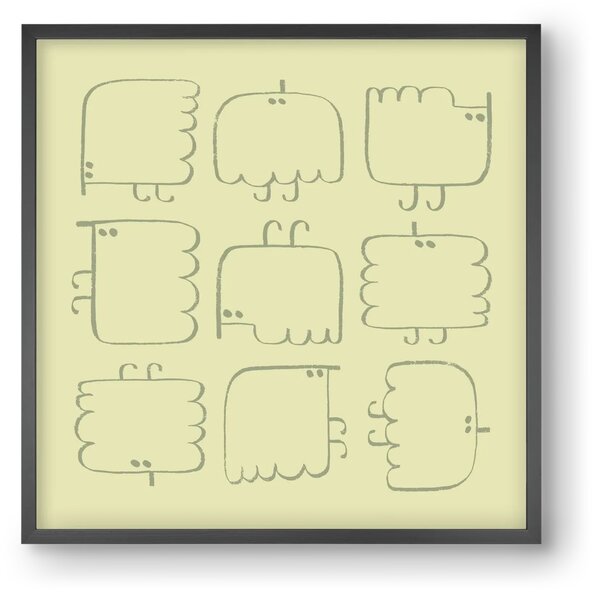 Funny Bird (light green) - falikép keretben | artbridge