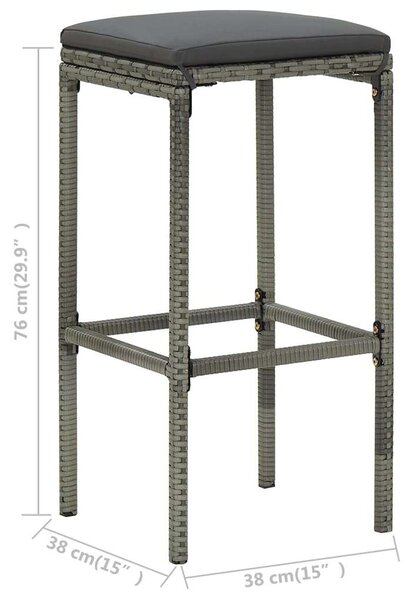 VidaXL Bárszékkészlet - 6 db Szürke Polyrattan - Kényelmes Párnával