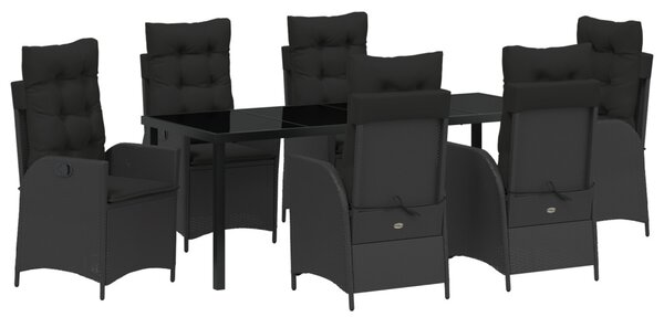 Kert étkező szett párnával 7 pcs Fekete polirattan