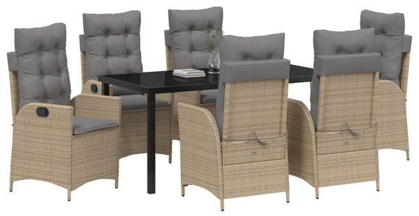 Kert étkező szett párnával 7 pcs Bézs polirattan