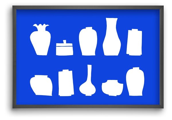 Vases line (blue) - falikép keretben | artbridge