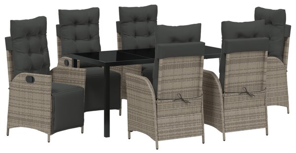 Kert étkező szett párnával 7 pcs Szürke polirattan