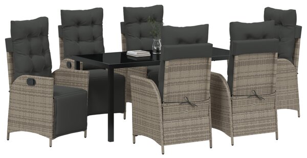 Kert étkező szett párnával 7 pcs Szürke polirattan