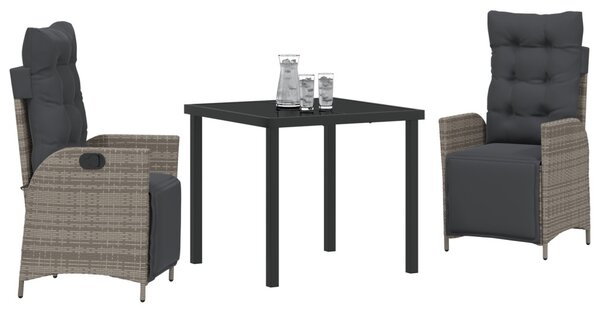 Kert étkező szett párnával 3 pcs Szürke polirattan