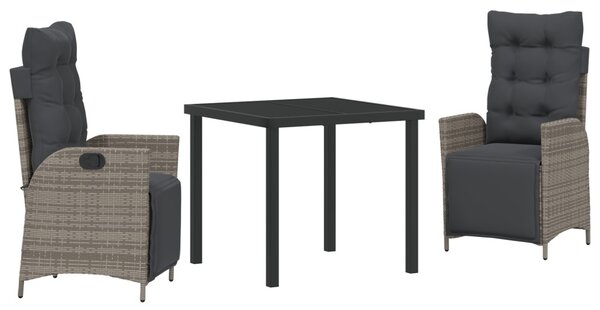 Kert étkező szett párnával 3 pcs Szürke polirattan