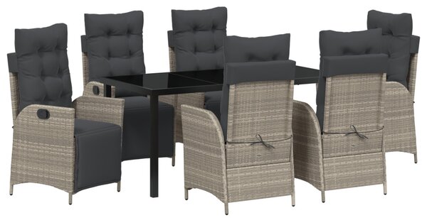 Kert étkező szett párnával 7 pcs Világosszürke polirattan
