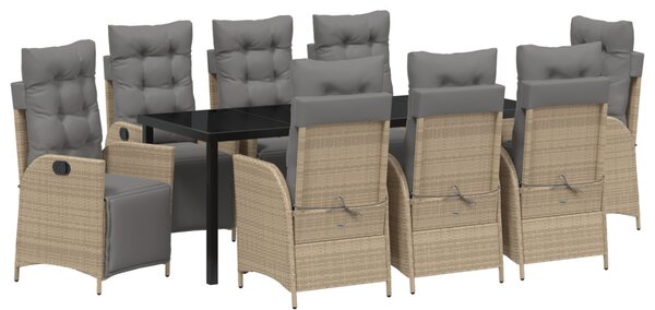 Kert étkező szett párnával 9 pcs Bézs polirattan