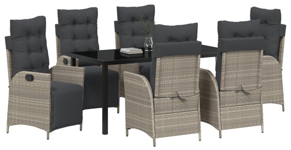Kert étkező szett párnával 7 pcs Világosszürke polirattan