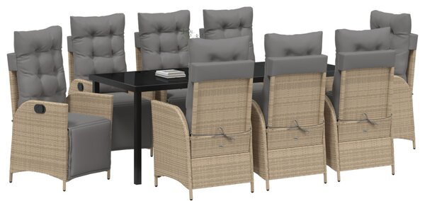 Kert étkező szett párnával 9 pcs Bézs polirattan